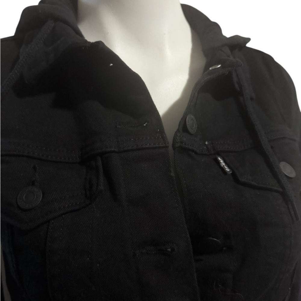 Levi's Black Women's Trucker Jean Jacket, hybrid, sweatshirt sleeves, hoody, XS - Picture 5 of 11